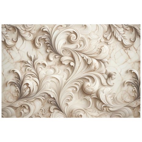 TAPETA ELEGANTNÍ BÉŽOVÉ ORNAMENTY NA MRAMORU - VZOROVANÉ TAPETY - TAPETY