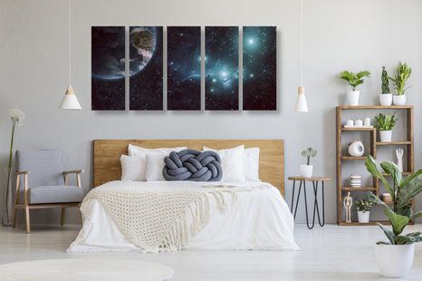 5-RÉSZES KÉP BOLYGÓ AZ ŰRBEN - BOLYGÓ- ÉS CSILLAGMINTÁS KÉPEK - KÉPEK