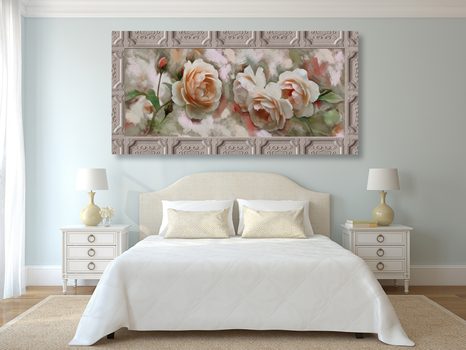 КАРТИНА НА ПЛАТНО – РОЗИ В ИСТОРИЧЕСКА РАМКА - КАРТИНИ С ЦВЕТЯ - КАРТИНИ