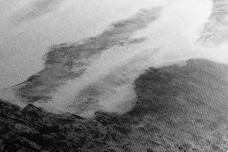 OBRAZ TRADIČNÍ ČÍNSKÁ MALBA KRAJINY V ČERNOBÍLÉM PROVEDENÍ - ČERNOBÍLÉ OBRAZY - OBRAZY