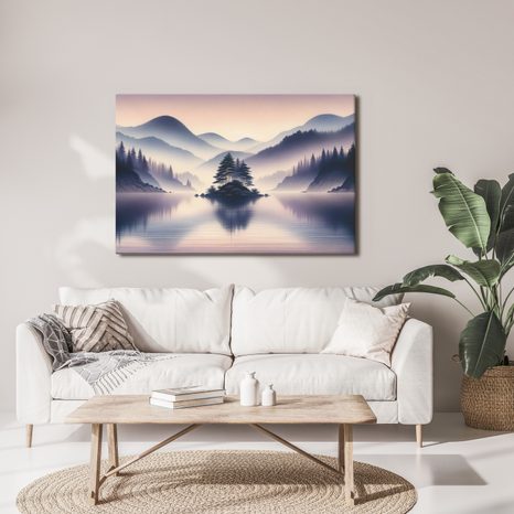 OBRAZ OSTROV UPROSTŘED JEZERA - OBRAZY JEZERA - OBRAZY