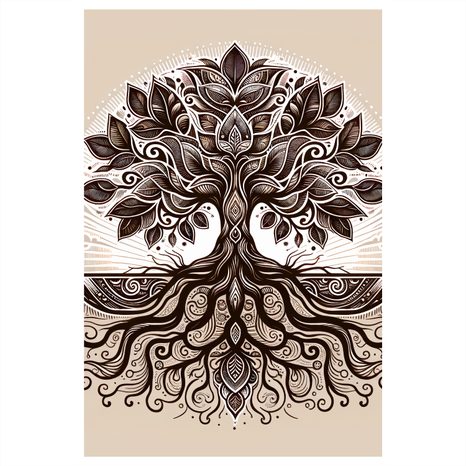 WANDBILD DEKORATIVER BAUM DES LEBENS AUF BEIGE - BILDER BÄUME DES LEBENS - BILDER