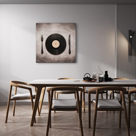 WANDBILD MUSIKTELLER MIT BESTECK - MUSIKBILDER - BILDER