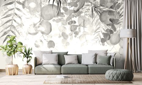 CARTA DA PARATI AUTOADESIVA – FOGLIE DELICATE IN BIANCO E NERO - CARTA DA PARATI AUTOADESIVE - CARTA DA PARATI