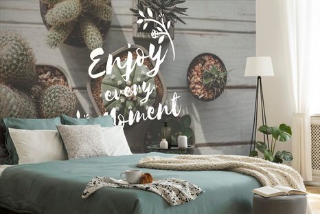 TAPETE MIT ZITAT - ENJOY EVERY MOMENT - TAPETEN MIT ZITATEN UND SPRÜCHEN - TAPETEN