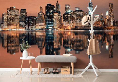 CARTA DA PARATI AUTOADESIVA – RIFLESSO DI MANHATTAN NELL'ACQUA - CARTA DA PARATI AUTOADESIVE - CARTA DA PARATI