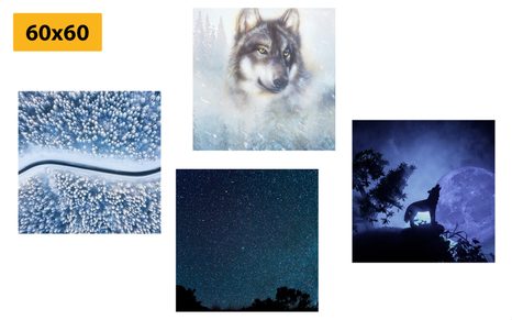 CANVAS PRINT SET LONE WOLF - SET OF PICTURES - PICTURES