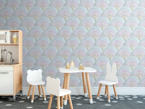 SAMOLEPÍCÍ TAPETA BAREVNÉ DOMEČKY Z DUHY - SAMOLEPÍCÍ TAPETY - TAPETY