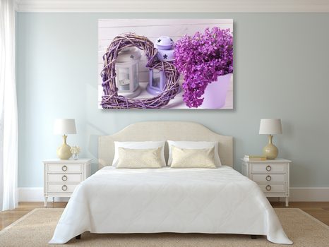 OBRAZ PROUTĚNÉ SRDCE S LUCERNIČKY A ŠEŘÍKEM - VINTAGE A RETRO OBRAZY - OBRAZY