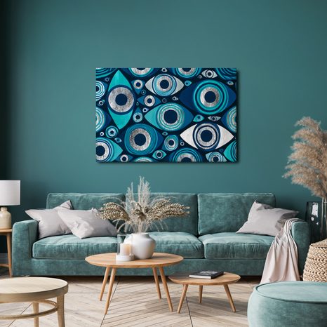 TABLEAU SUR TOILE – YEUX TURQUOISE ABSTRAITS - TABLEAUX PAR THÈME - TABLEAUX