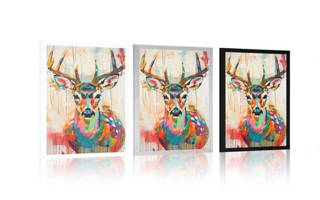 POSTER – CERBIATTA CON IMITAZIONE PITTORICA - CERVO - POSTER