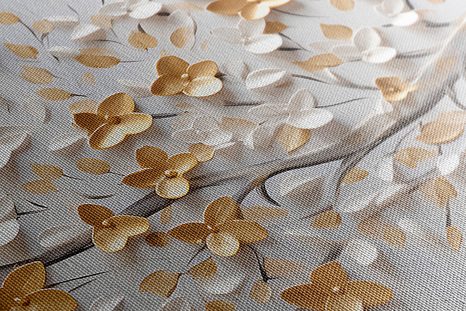 SLIKA DREVO Z BELO-ZLATIMI CVETOVI - SLIKE - 🔥 TOTALNA ODPRODAJA