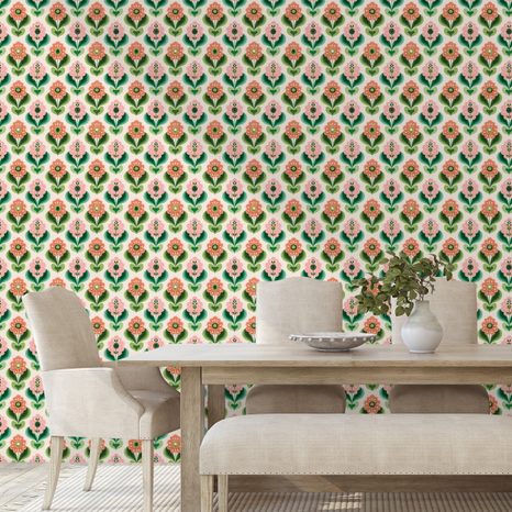 SAMOLJEPLJIVA TAPETA RETRO CVJETNI UZORAK U PASTELNIM TONOVIMA - TAPETE S UZORKOM - TAPETE