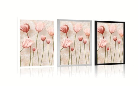 PLAKÁT STARORŮŽOVÉ TULIPÁNY - KVĚTINY - PLAKÁTY