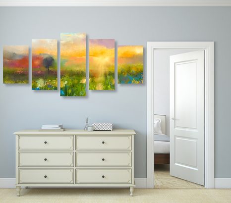 5-DIELNY OBRAZ OLEJOMAĽBA LÚČNYCH KVETOV - OBRAZY PRÍRODY A KRAJINY - OBRAZY