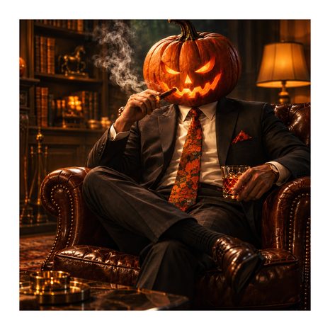 QUADRO SU TELA – ELEGANTE DI HALLOWEEN CON SIGARO - QUADRI HALLOWEEN E HORROR - STAMPE E QUADRI