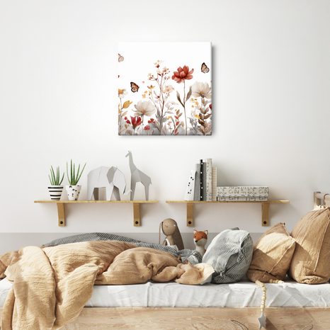 WANDBILD FRÜHLINGSBLÜTEN UND SCHMETTERLINGE - BILDER VON SCHMETTERLINGEN - BILDER