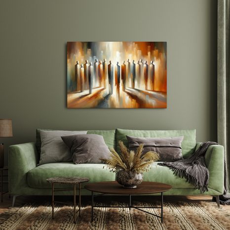 WANDBILD SILHOUETTEN IN ORANGETÖNEN - BILDER VON MENSCHEN - BILDER