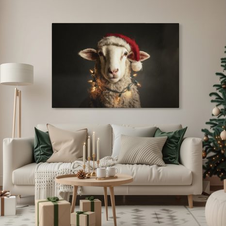 WANDBILD WEIHNACHTSSCHAFE MIT LICHTERN - WEIHNACHTS- UND WINTERBILDER - BILDER