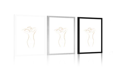 PLAKÁT S PASPARTOU KŘIVKY ŽENSKÉHO TĚLA - ŽENY - PLAKÁTY