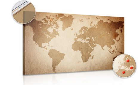 PICTURE ON CORK VINTAGE WORLD MAP