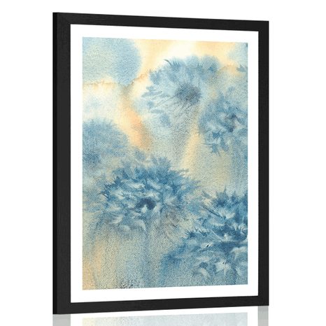 POSTER WITH MOUNT BLUE DANDELION IN WATERCOLOR DESIGN - FLOWERS - POSTERS