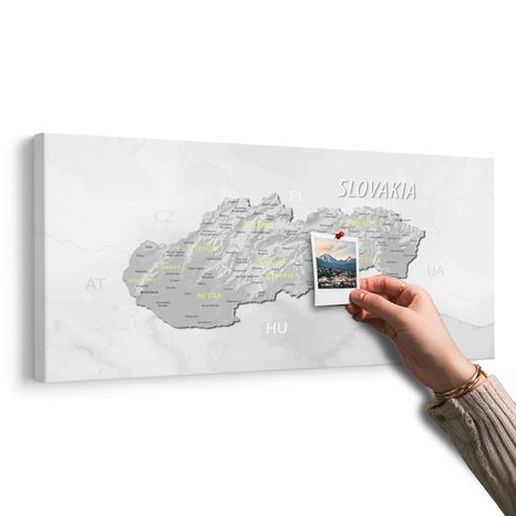 QUADRO IN SUGHERO – MAPPA DELLA SLOVACCHIA GRIGIO-GIALLA DISCRETA - QUADRI SU SUGHERO - STAMPE E QUADRI