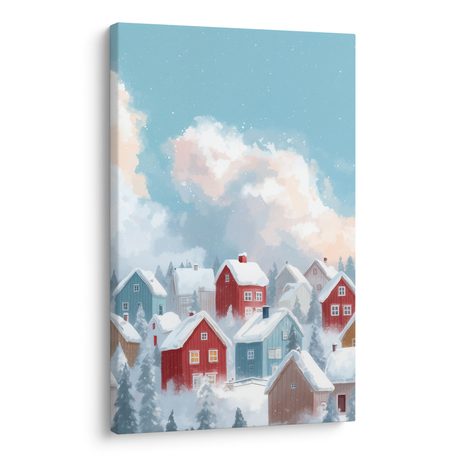 OBRAZ ZASNĚŽENÁ VESNIČKA - VÁNOČNÍ A ZIMNÍ OBRAZY - OBRAZY