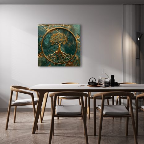 FOTO OP CANVAS LEVENSBOOM IN CIRKEL VAN ELEGANTIE - SCHILDERIJEN - MEGA UITVERKOOP TOT 70% 🔥