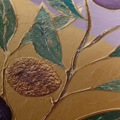 TABLEAU SUR TOILE – OLIVES VIOLETTES SUR UNE BRANCHE - TABLEAUX ARBRES ET FEUILLES - TABLEAUX