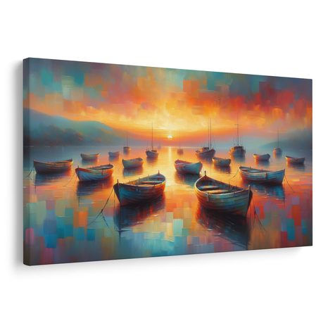 OBRAZ LODĚ PŘI ZÁPADU SLUNCE - OBRAZY VÝCHOD A ZÁPAD SLUNCE - OBRAZY