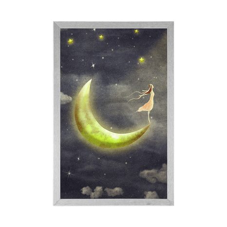 PLAKAT DZIEWCZYNA NA KSIĘŻYCU - BAJKOWE STWORZENIA - PLAKATY