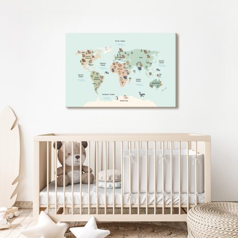 WANDBILD AUF KORK TIERWELT AUF DER KARTE - WANDBILDER AUF KORK - BILDER