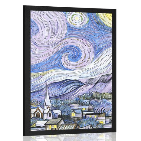 PLAKÁT REPRODUKCE HVĚZDNÁ NOC - VINCENT VAN GOGH - ABSTRAKTNÍ A VZOROVANÉ - PLAKÁTY