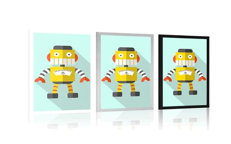 POSTER GELBER ROBOTER AUF BLAUEM HINTERGRUND - ROBOTER - POSTER