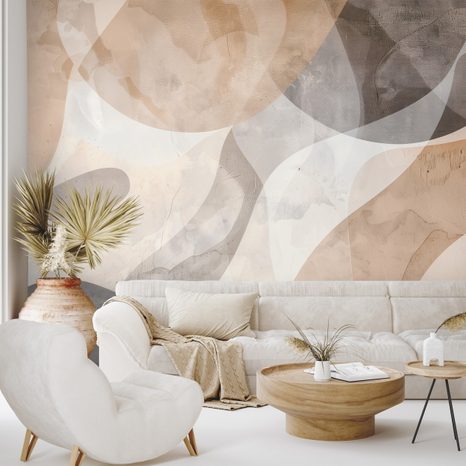 TAPET AUTOADEZIV FORME ABSTRACTE BEJ ȘI GRI - TAPET ABSTRACT - TAPETURI