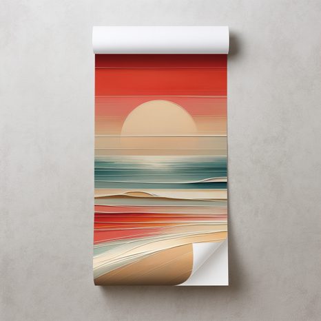 SELBSTKLEBENDE TAPETE ABSTRAKTER SONNENUNTERGANG ÜBER DEM OZEAN - TAPETEN SONNENAUFGANG UND SONNENUNTERGANG - TAPETEN