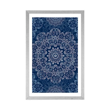AFFICHE – MANDALA BLEUE AVEC MOTIF ABSTRAIT - FENG SHUI - AFFICHES