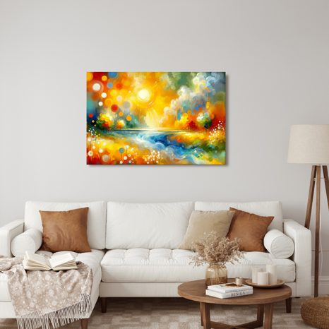 OBRAZ ZÁŘIVÉ SLUNCE NAD ŘEKOU - OBRAZY PŘÍRODY A KRAJINY - OBRAZY