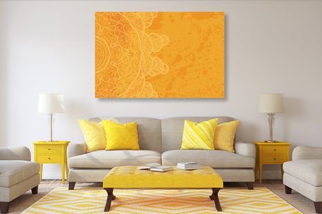 WANDBILD ORANGE ARABESKE AUF ABSTRAKTEM HINTERGRUND - BILDER MIT FENG SHUI-MOTIVEN - BILDER