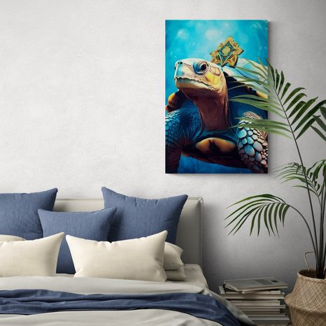 STAMPA SU TELA – TARTARUGA BLU-ORO - QUADRI I DOMINATORI DEL REGNO ANIMALE - STAMPE E QUADRI