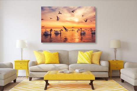 WANDBILD SCHWÄNE AUF DEM MEER - BILDER TIERE - BILDER