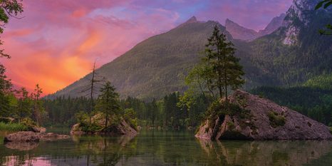 CANVAS PRINT SUNSET OVER A MOUNTAIN LANDSCAPE - PICTURES OF NATURE AND LANDSCAPE - PICTURES