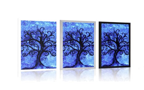 PLAKÁT STROM ŽIVOTA NA MODRÉM POZADÍ - FENG SHUI - PLAKÁTY