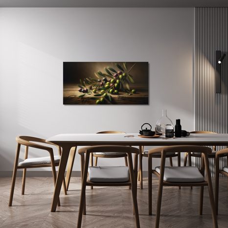 WANDBILD OLIVEN AUF HOLZ - BILDER BÄUME UND LAUB - BILDER