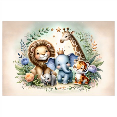 WANDBILD KINDER-SAFARI-TEAM - KINDERBILDER TIERE - BILDER