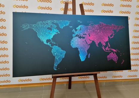 OBRAZ NA KORKU NOČNÍ MAPA SVĚTA - OBRAZY NA KORKU - OBRAZY