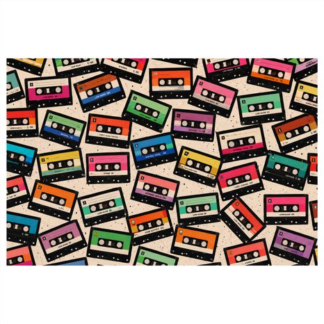 WANDBILD BUNTE RETRO-KASSETTEN - MUSIKBILDER - BILDER