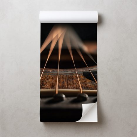 SELBSTKLEBENDE TAPETE DETAIL EINER AKUSTISCHEN GITARRE IN DUNKLEM TON - MUSIK FOTOTAPETEN - TAPETEN