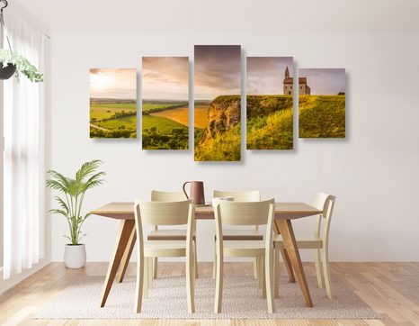 5-TEILIGES WANDBILD ALTE KIRCHE IN NITRA - BILDER VON NATUR UND LANDSCHAFT - BILDER